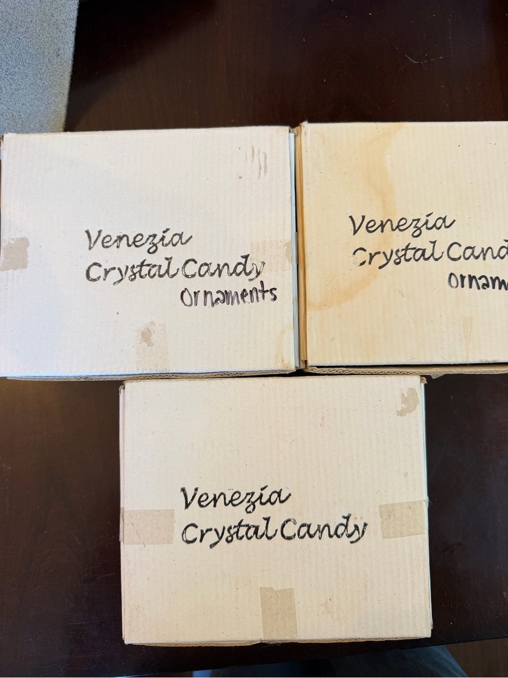 NIB Vintage Venezia Crystal Candy Ornaments - Set of 3 Boxes (36 Pieces Total